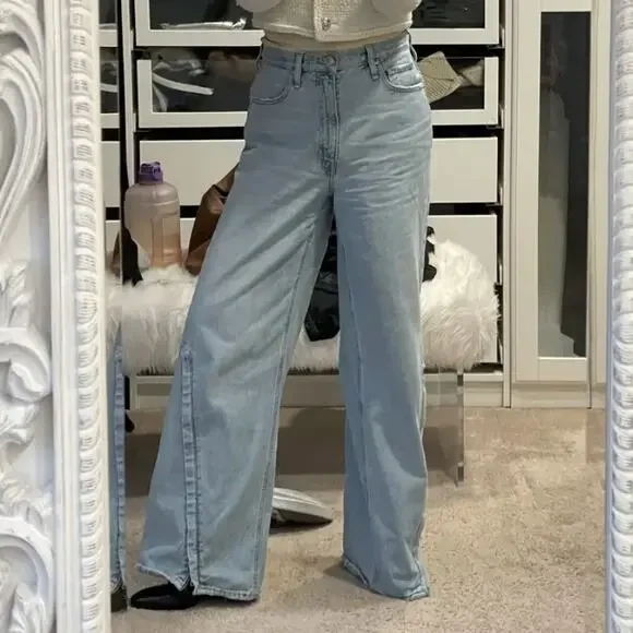 Hudson James MSI Wide Leg Jeans Denim SIZE 27 Light Wash Zipper High Rise $265 - Picture 6 of 12